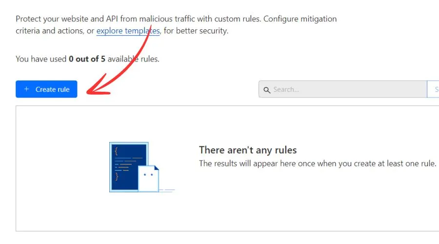 Cloudflare Create Rule Button